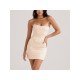  Fishbone Zipper Backless Pure Color Strapless Mini Party Dress Fishbone