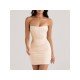  Fishbone Zipper Backless Pure Color Strapless Mini Party Dress Fishbone