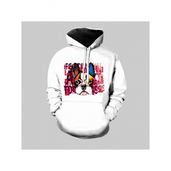  Men's Casual Loose Printed Long Sleeve Hoodie