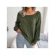  Pure Color Crew Neck Women's Casual Sweater