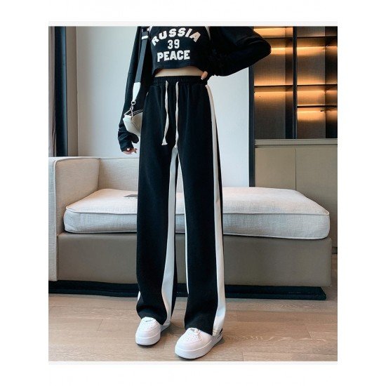  Loose Versatile Contrast Color Women's Long Pants