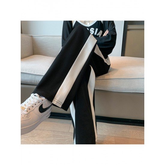  Loose Versatile Contrast Color Women's Long Pants