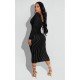  Skinny Striped Backless Women's Long Sleeve Dress