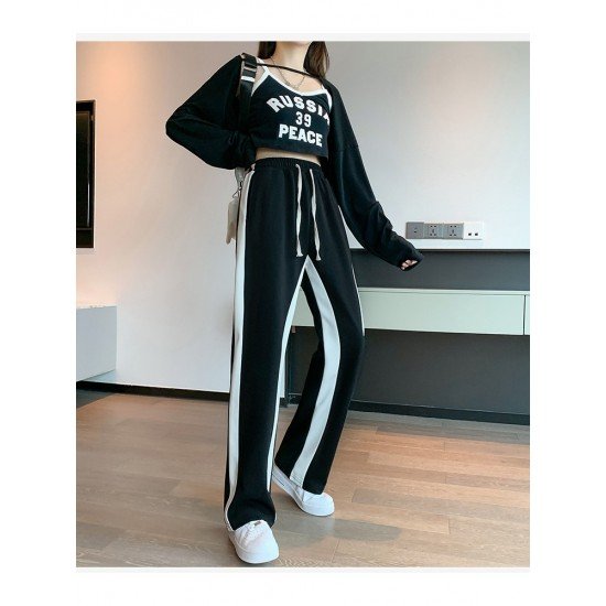  Loose Versatile Contrast Color Women's Long Pants