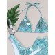 Sexy Halter Backless Women's Bikini Three-Piece Swimsuit