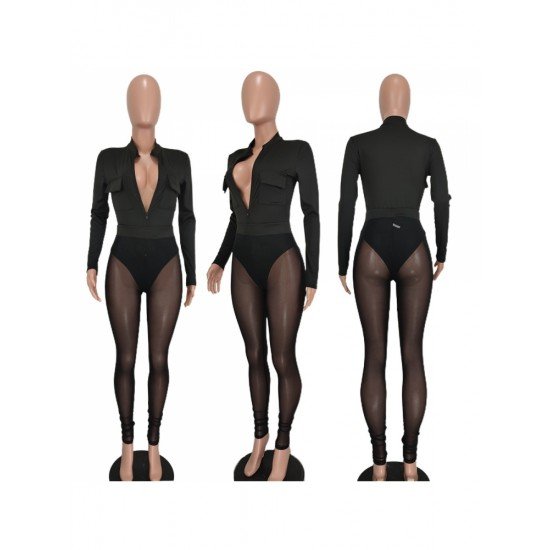  See Through Skinny Top And Trouser Women's Sets