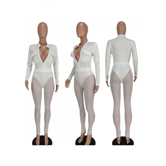  See Through Skinny Top And Trouser Women's Sets