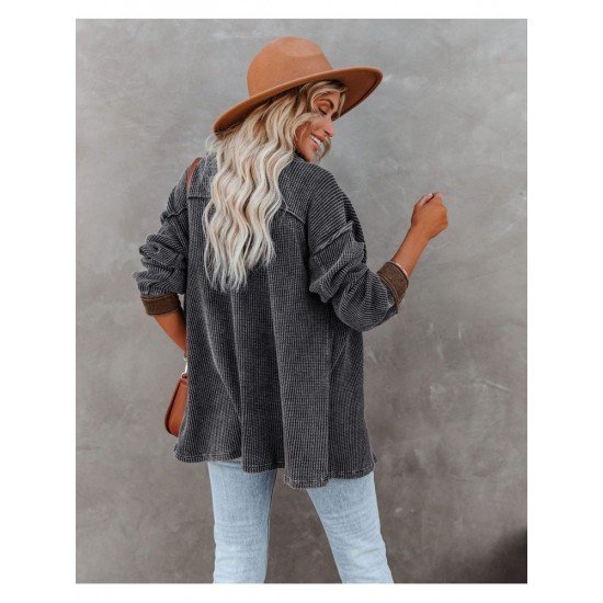  Loose Contrast Color Women's Long Sleeve Coats