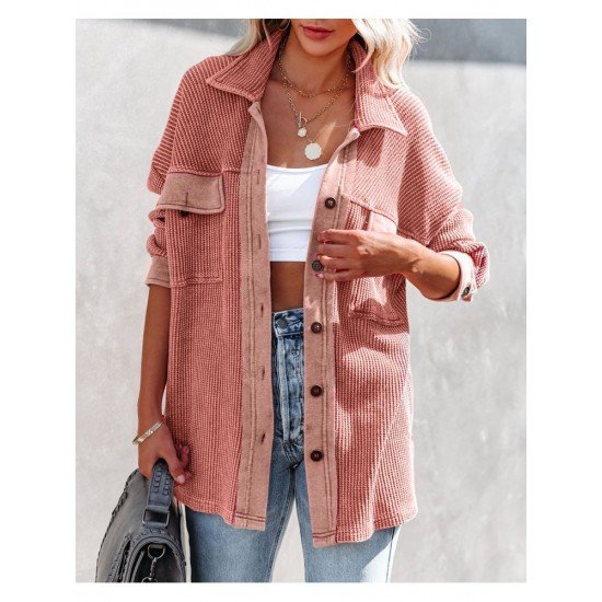  Loose Contrast Color Women's Long Sleeve Coats