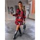  V-Neck Printing Women's Long Sleeve Dress