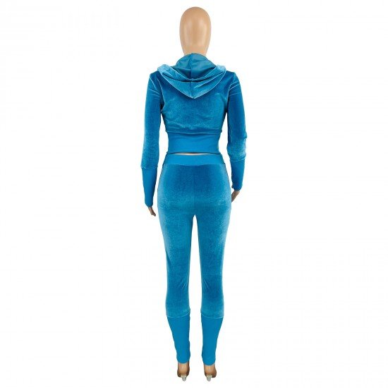  Pure Color Casual Hoodie Women's Two-Piece Suit