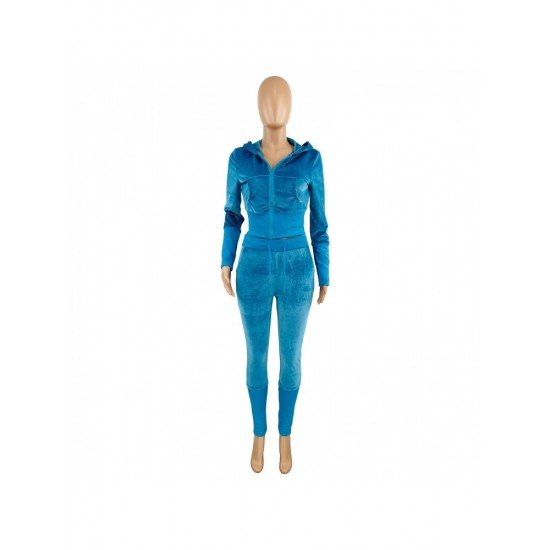  Pure Color Casual Hoodie Women's Two-Piece Suit