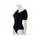 Stylish Black Puff Sleeve Short Sleeve Bodysuits