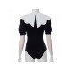 Stylish Black Puff Sleeve Short Sleeve Bodysuits