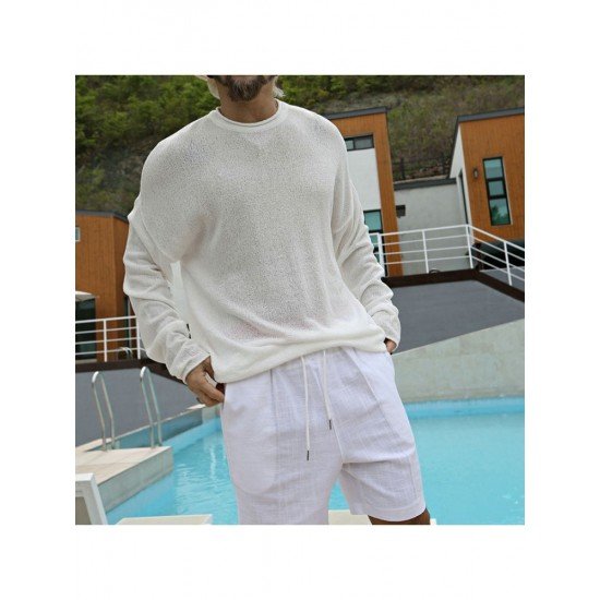 Casual White Loose Men Tee Tops