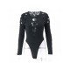 Sexy Black Cut Out Long Sleeve Bodysuits