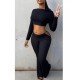 Cut Out Black Matching Cropped Top And Trouser Sets