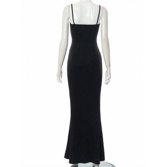  Temperament Sexy U Neck Backless Long Dress