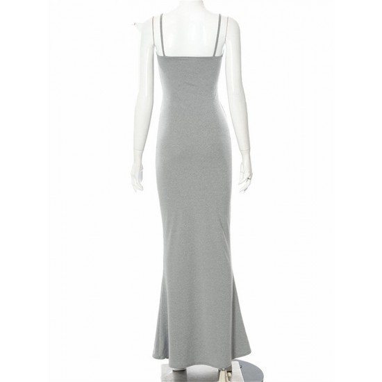  Temperament Sexy U Neck Backless Long Dress