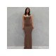  Temperament Sexy U Neck Backless Long Dress