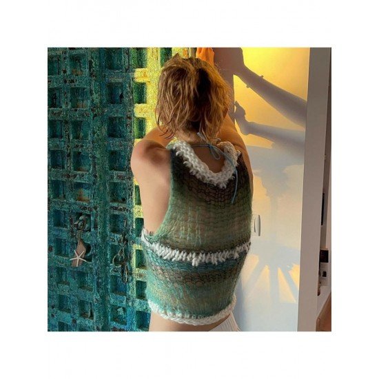  Spring See Through Knitting Women's Crop Vest