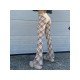 Elastic Waist Plaid Flare Trousers For Ladies