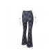 Elastic Waist Plaid Flare Trousers For Ladies