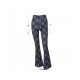 Elastic Waist Plaid Flare Trousers For Ladies