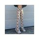 Elastic Waist Plaid Flare Trousers For Ladies