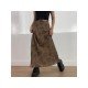 Vintage Brown Loose Floral Maxi Skirts For Ladies