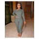  Sexy Tight Pure Color Hollow Out Women's Jumpsuit