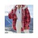  2022 Winter Hooded Plaid Plush Women's Coats