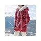  2022 Winter Hooded Plaid Plush Women's Coats