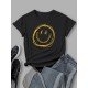 Simple Smile Face Printed Summer Women T Shirts