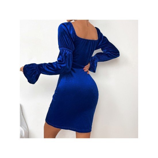 Sexy Backless Cut Out Puff Sleeve Dress 