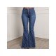 Blue Flare Jean Trousers For Women