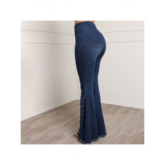 Blue Flare Jean Trousers For Women