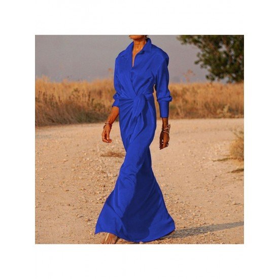  Pure Color Strappy Floor Long Dress