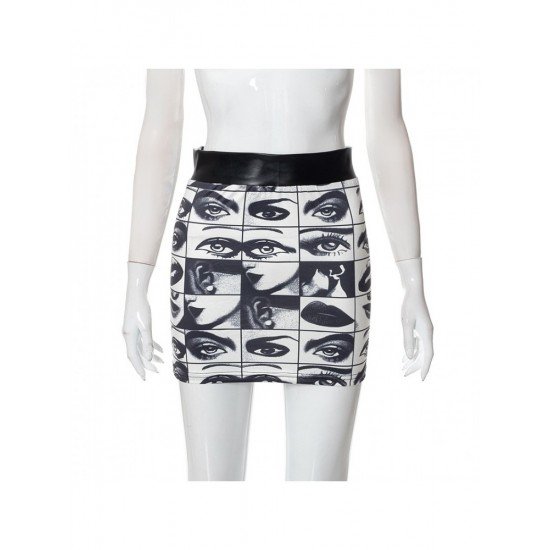 Elastic Waist Printed Mini Skirts For Women