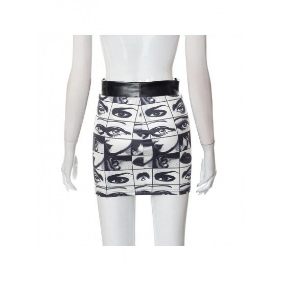 Elastic Waist Printed Mini Skirts For Women