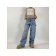 Designer Cut Out Blue Straight Leg Vintage Jeans