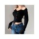 Designer Black Fitted Ladies Tops