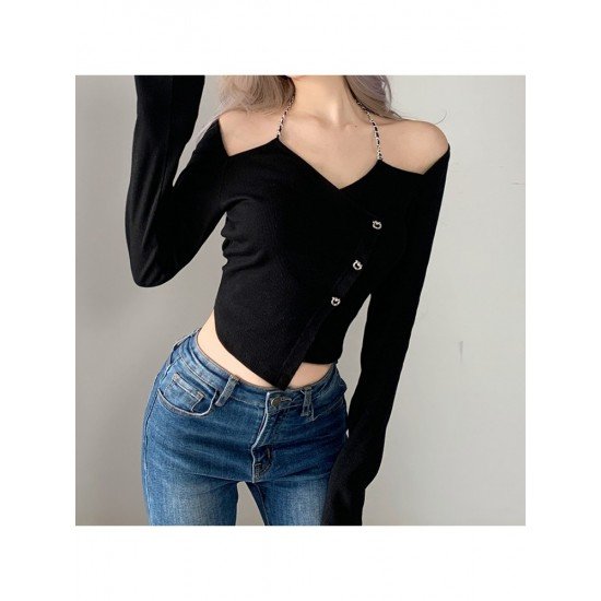 Designer Black Fitted Ladies Tops