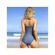  Summer Colorblock Patchwork Halter Backless Swimwear