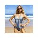  Summer Colorblock Patchwork Halter Backless Swimwear