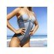  Summer Colorblock Patchwork Halter Backless Swimwear