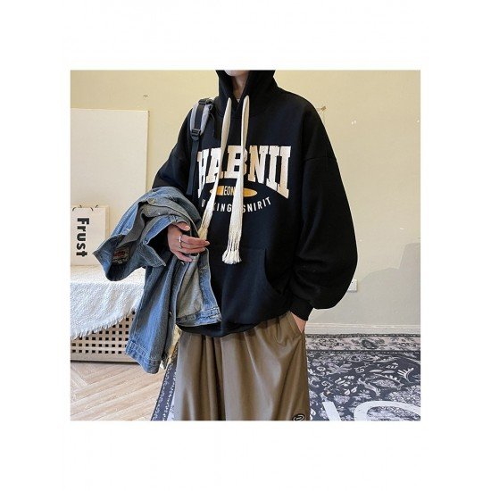  Fashion Versatile Letter Printing Hooded Men's Sweater