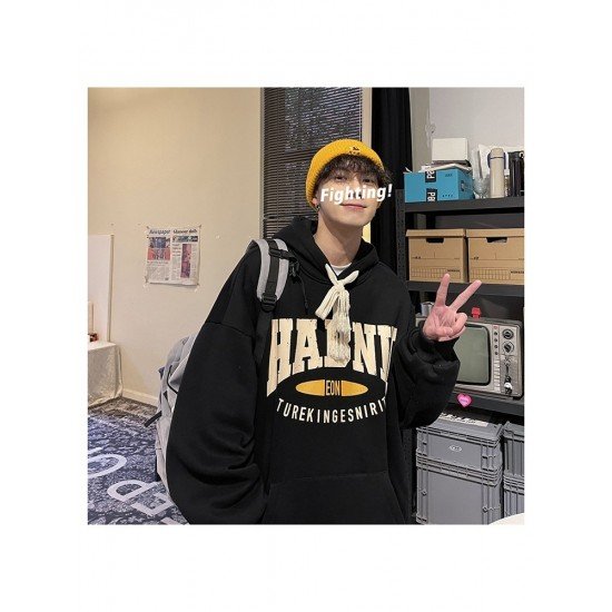  Fashion Versatile Letter Printing Hooded Men's Sweater