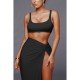 Sexy Pure Color Crop Tank Top And Long Skirt Sets