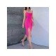 Backless Sleeveless Tie Wrap Slit Summer Dresses